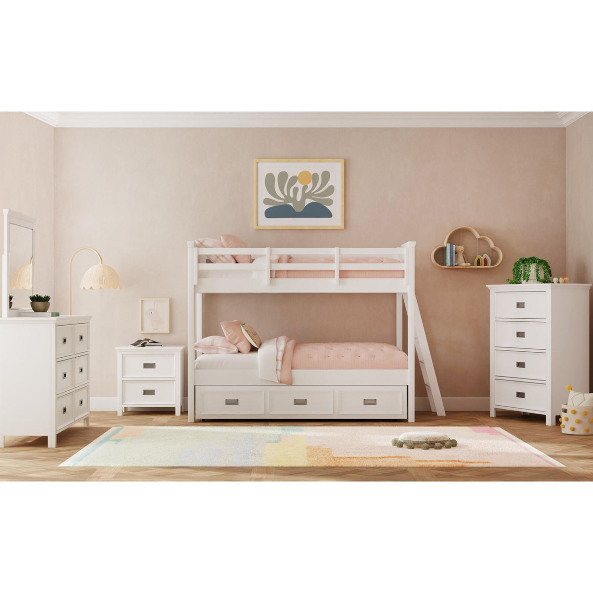 Hampton Kids Bunk With Ladder And Trundle in Black by Elements International, view 18