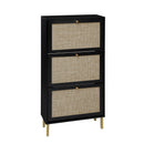 Modern Rattan 3 Door Shoe Rack Cabinet For Entryway