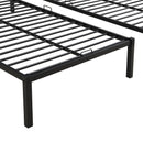 Modern Metal Triple Bunk Bed With Vertical Ladder, Safety Rail, And Storage Shelf - Black