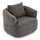 360° Swivel Barrel Sofa Chair With Throw Pillow, Chenille Upholstered Accent Chair