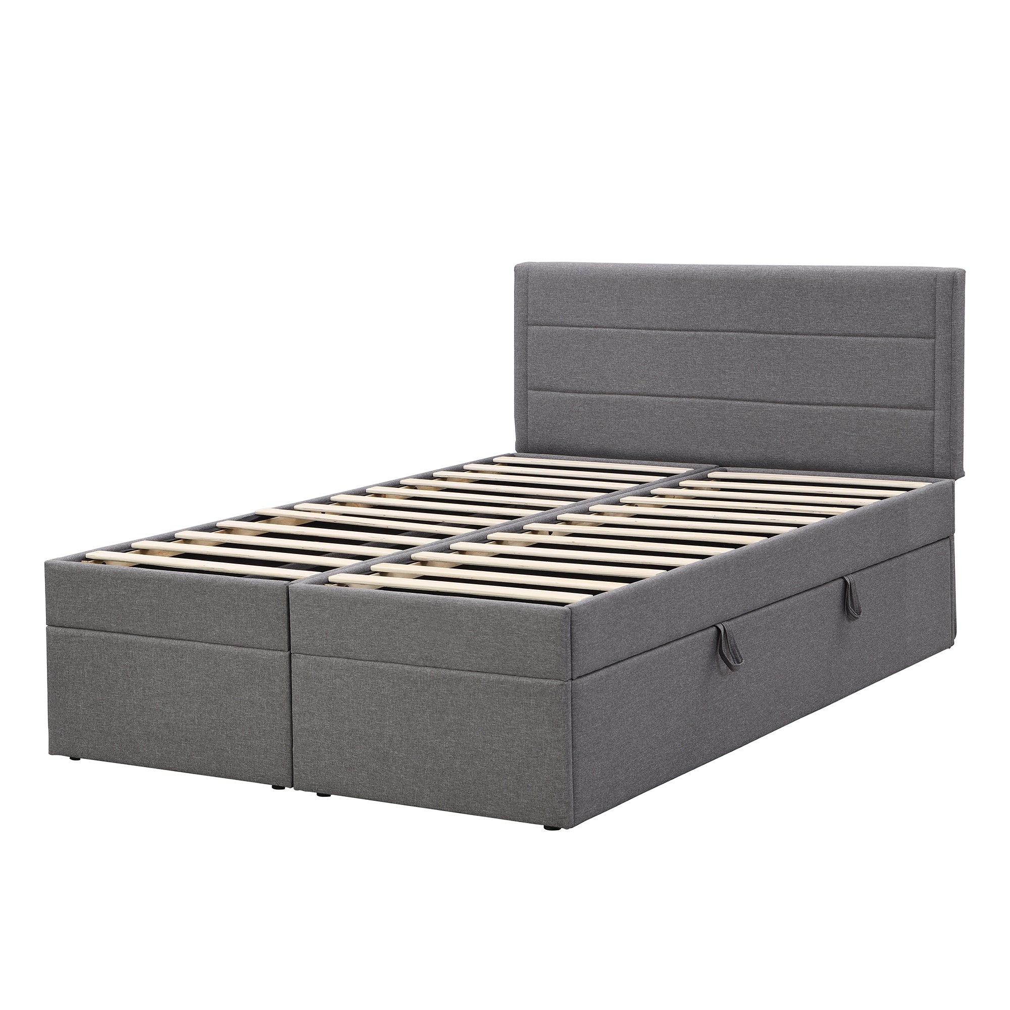 Queen Size Upholstered Platform Bed with Storage Underneath, Gray - Atlantic Fine Furniture Melbourne FL