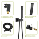 Wall Mounted Square Shower System With Rainfall Tub Spout And Handheld Shower, 10" - Matte Black