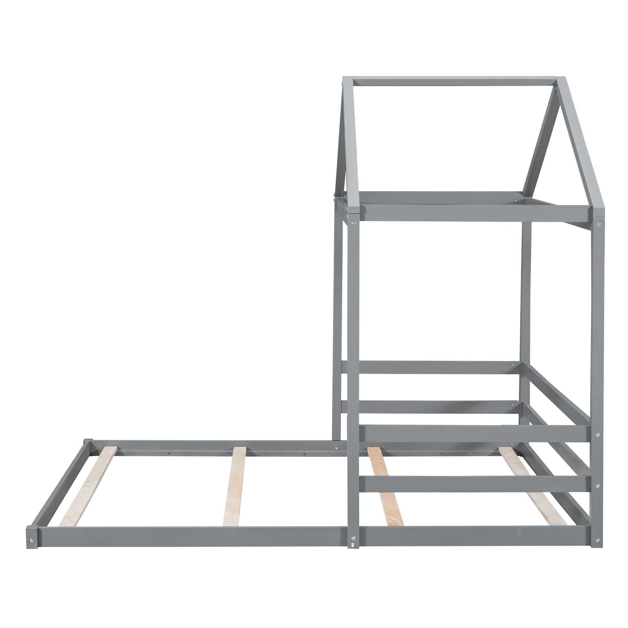 Wood Full Size House Bed with Guardrail, Grey - Atlantic Fine Furniture Melbourne FL