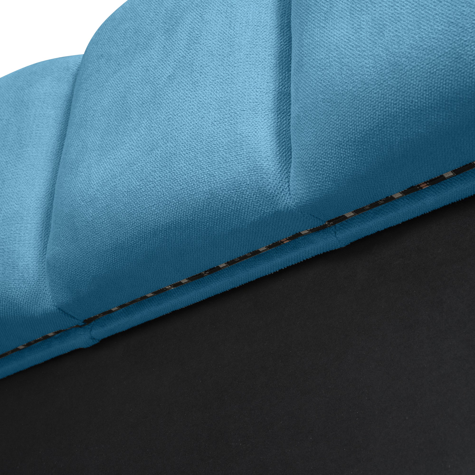 Queen Size Upholstered Platform Bed with LED Headboard and USB, Blue - Atlantic Fine Furniture Melbourne FL