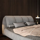 Luxury Upholstered Platform Bed With Oversized Padded Backrest And Solid Wood Frame