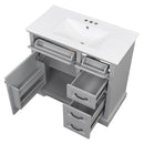 36" Bathroom Vanity With Sink, 2 Tip Out Drawers, Soft Close Hinges