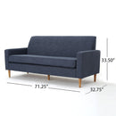 Mid Century Modern 3 Seater Sofa With Button Tufting - Dark Blue