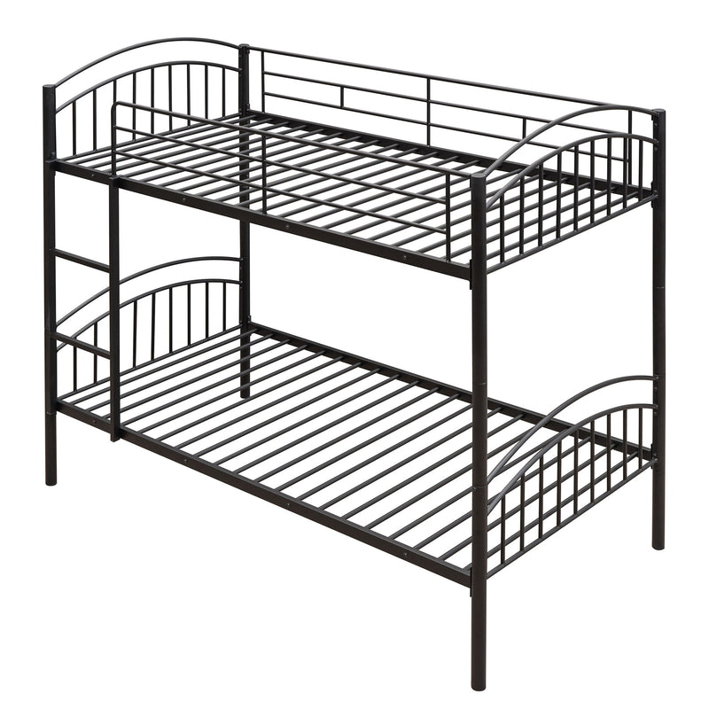 Twin Over Twin Metal Bunk Bed, Divided Into Two Beds - Black