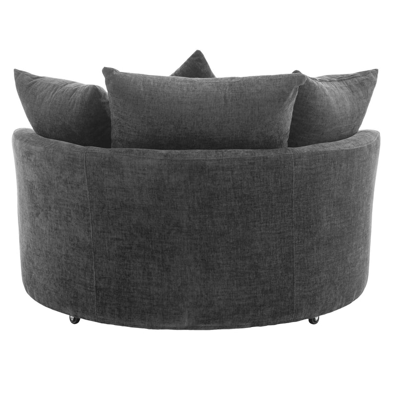 360° Swivel Accent Barrel Chair With Storage Ottoman & 4 Pillows, Modern Chenille Leisure Chair Round Accent For Living Room