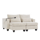Convertible Chaise Lounge Sofa Chair With USB Ports, Cup Holders, Phone Holder And Storage