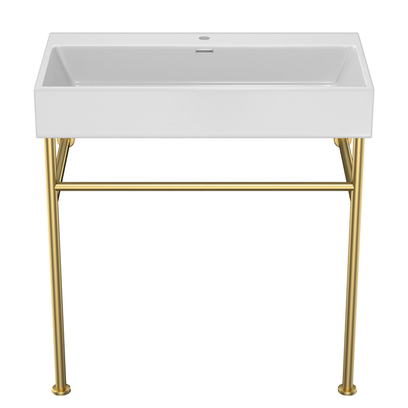 Ceramic Console Bathroom Sink With Overflow
