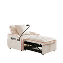 Convertible Velvet 3 In 1 Sofa Bed With Adjustable Sleeper Chair And Multi Pockets