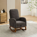 High Back Glider Rocking Chair With Retractable Footrest And Rubber Wood Legs