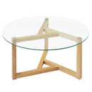 Round Glass Coffee Table Modern Cocktail Table