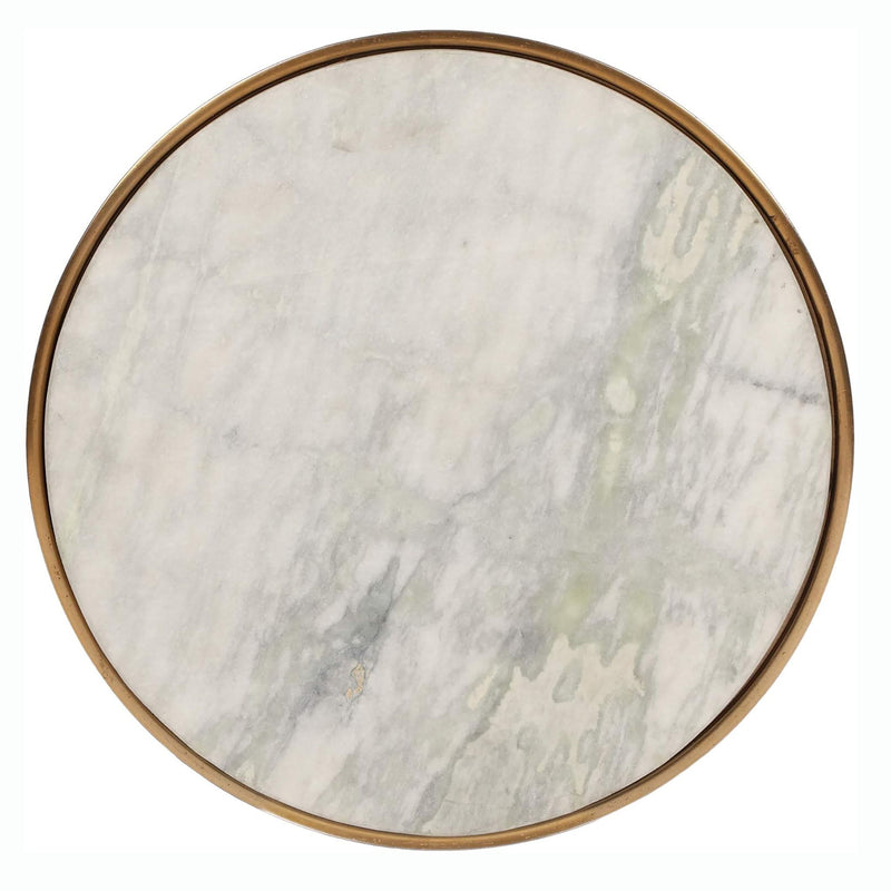 Modern Glam Aluminum Accent Table With Marble Table Top - Antique Brass / White