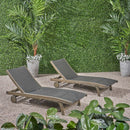 Outdoor Chaise Lounge With Pull Out Tray And Wicker Seat - Gray