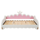 Extending Daybed With LED Lights, Modern Upholstered Princess Daybed With Crown Headboard