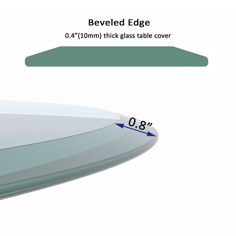 30" Round Tempered Glass Table Top Clear Glass 2 / 5" Thick Beveled Polished Edge - Transparent