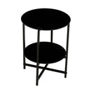 JWS Tempered Glass End Table (Set of 2), Round Coffee Table For Bedroom Living Room Office - Black