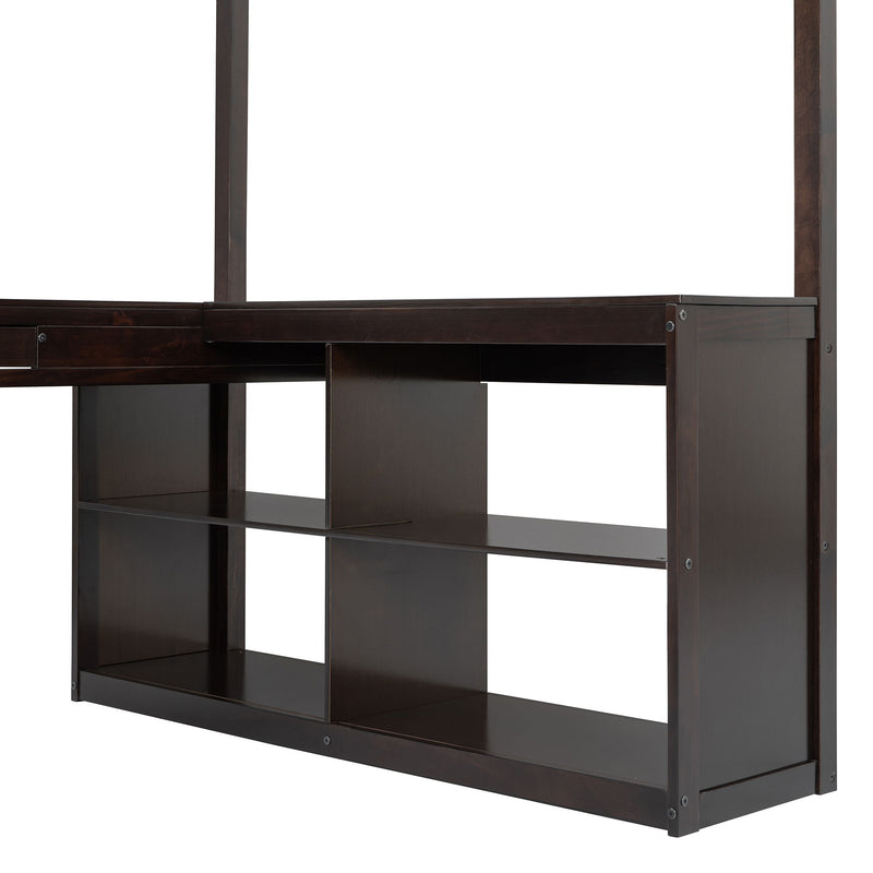 Loft Bed With Drawers, Cabinet, Shelves With Desk