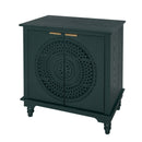 Hollow Carved 2 Door Accent Cabinet With Adjustable Shelf, Sideboard Buffet For Entryway, Living Room Or Bedroom - Blackish Green