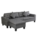 Sectional Sofa Set For Living Room With L Shape Chaise Lounge, Cup Holder And Left Or Right Hand Chaise Modern 4 Seat