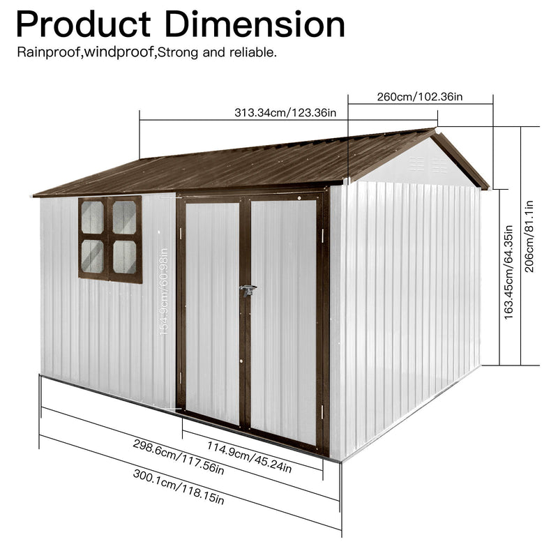 10' x 8' Garden Sheds Outdoor Storage Sheds With Window