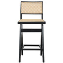 Keira - Bar Stool (Set of 2) - Black / Rattan