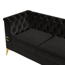 Luxurious Velvet Sofa With Gold Legs, Modern Chesterfield Design, Tufted Upholstery, 3 Seat Couch For Living Room And Office
