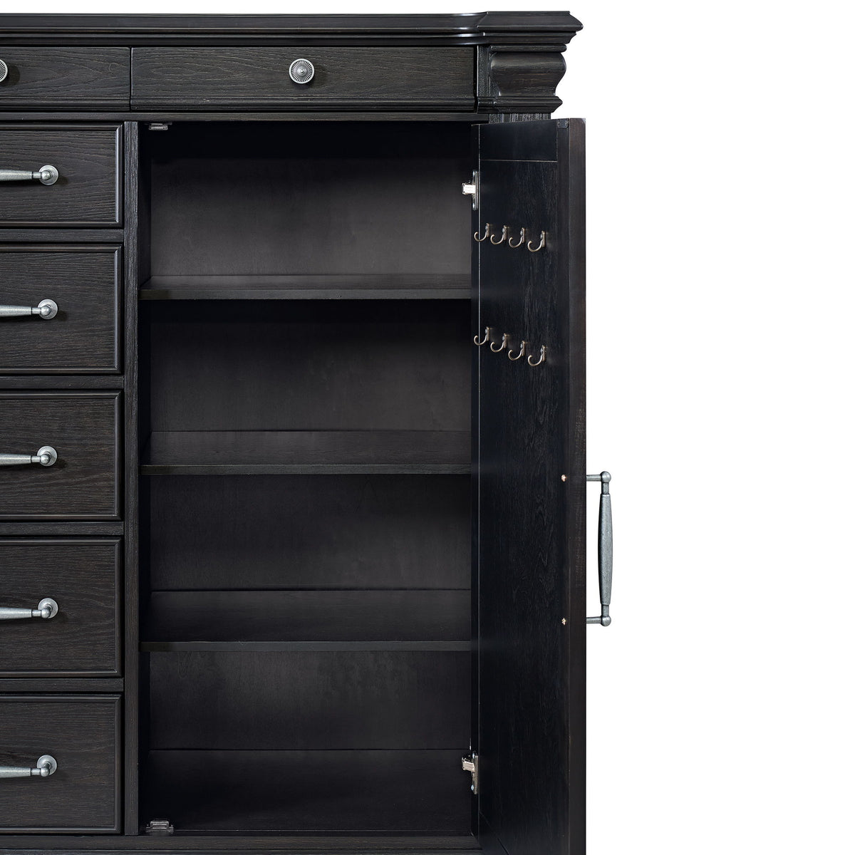 Kings Court 1 Door And 7-Drawer Chest in Black by Elements International, view 10