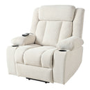 Power Lift Recliner Chair With Extended Footrest, Remote Control, Cup Holders, And Side Pockets