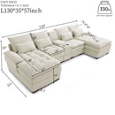 Contemporary U Shaped Sofa With Console And Cupholders