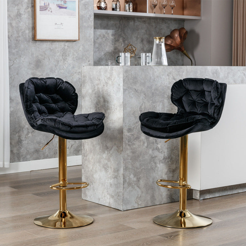 Swivel Bar Stools (Set of 2), Velvet Counter Height Adjustable Barstools, Dining Bar Chairs Upholstered Modern Bar Stool For Kitchen Island, Cafe, Bar Counter, Dining Room