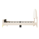 Upholstered Platform Bed With Classic Semi-Circle Shaped Headboard