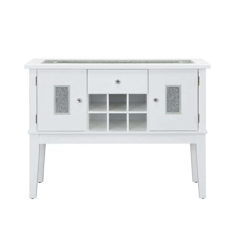 Elizaveta - Server - Faux Crystal Diamonds & White High Gloss