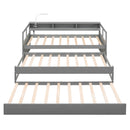 Twin XL Wood Daybed with 2 Trundles, 3 Storage Cubbies, 1 Light for Free and USB Charging Design, Gray