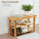Shoe Rack Bench, 2 Tier Organizer For Entryway - Acacia Wood