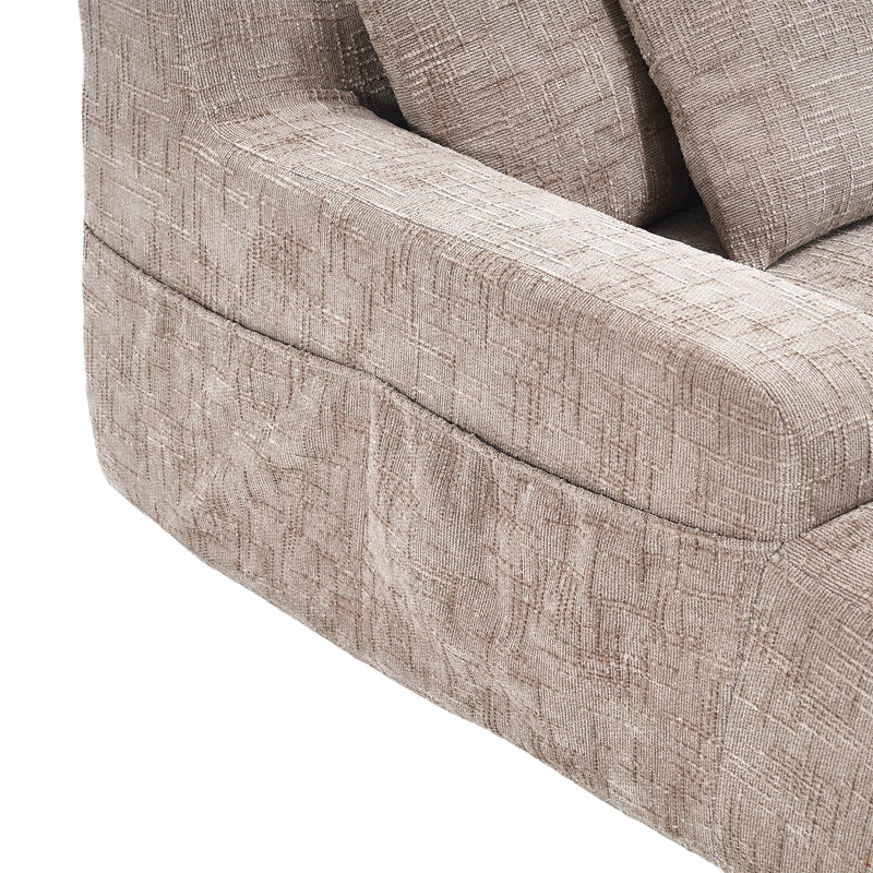 Chenille Interior Lazy Sofa Chaise Longue Armchair With 3 Pillows And Armrests