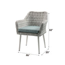 Tashay - Patio Bistro Set - Green Fabric & Beige Wicker - Atlantic Fine Furniture Inc