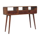 Triple Curved Console Table - Brown