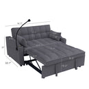 Modern Velvet Loveseat With Pullout Bed, Adjustable Reclining Backrest