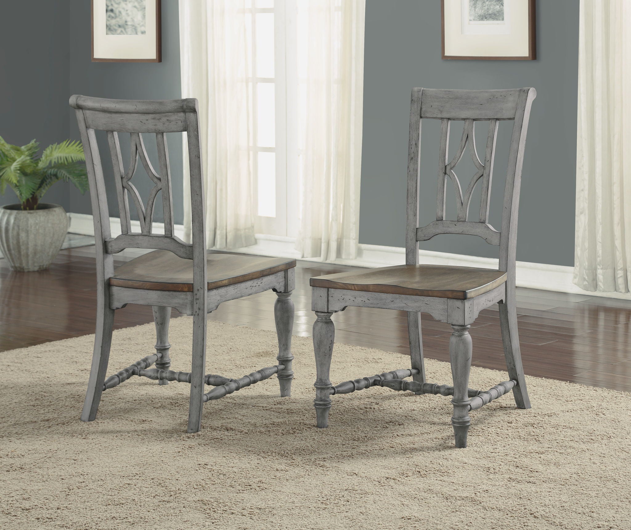 Plymouth - Dining Chair (Set of 2) - Gray / Dark Brown