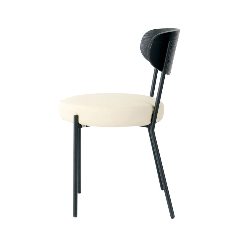 Modern Bentwood Dining Chair, Metal Legs, Ash Veneer Back, (Set of 2) - Cream