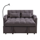 Modern Velvet Loveseat Futon Sofa With Pullout Bed, Adjustable Reclining Backrest, Toss Pillows