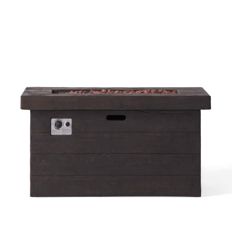 Custer - Rectangular Fire Pit 50, 000 Btu Magnesium Oxide - Brown