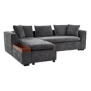 Modern L Shaped Sectional Sofa With Chenille Upholstery And Wooden Storage