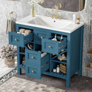 Bathroom Vanity With Resin Sink Combo, Freestanding Vanity Set With 5 Drawers