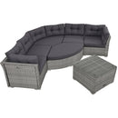Elegant Patio Furniture Set Outdoor Daybed Rattan Sectional With Cushions And Center Table - Gray