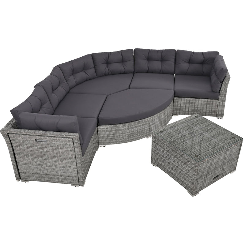 Patio Furniture Set Outdoor Furniture Daybed Rattan Sectional Furniture Set Patio Seating Group With Cushions And Center Table For Patio, Lawn, Backyard, Pool - Gray