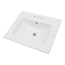 Modern Rectangular Single Vanity Top With Overflow And 3 Faucet Holes - White